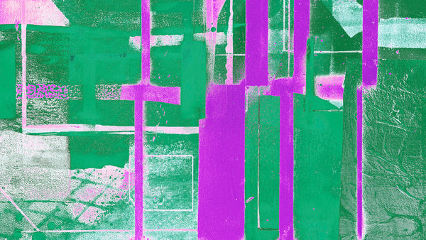 Papier peint panoramique Cuboids Linedup green-violett