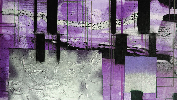 Papier peint panoramique Squares Dropping grau-violett