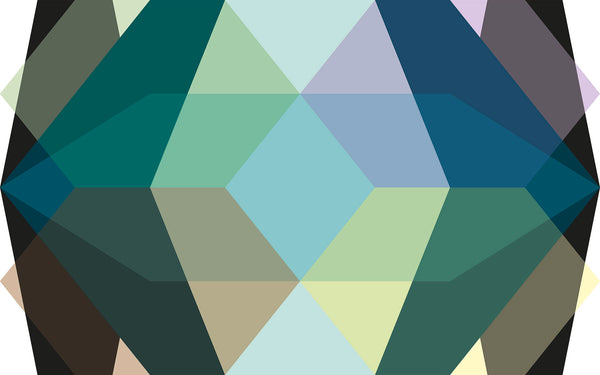 Papier peint panoramique Gem Stone Diamond green-bleu-umbra