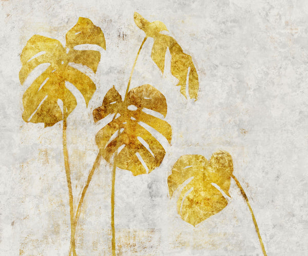 Papier peint panoramique Golden Monstera