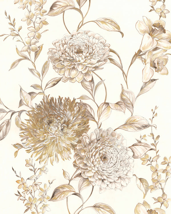 Papier peint panoramique Vintage Chrysanthemum