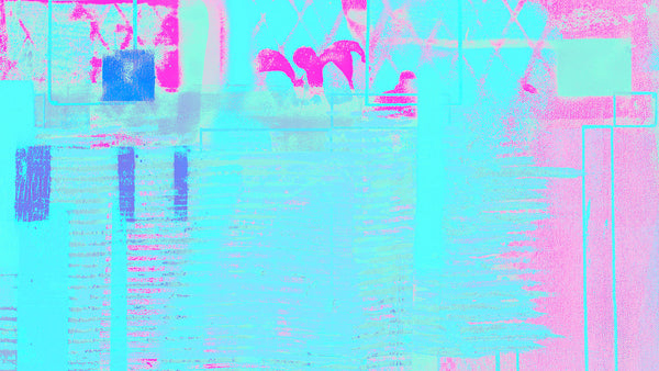 Papier peint panoramique Rhombus Hiding bleu-pink