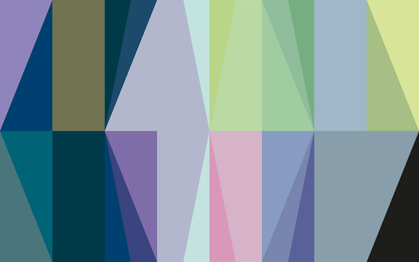 Papier peint panoramique Gem Stone Rhombus bleu-rose-yellow
