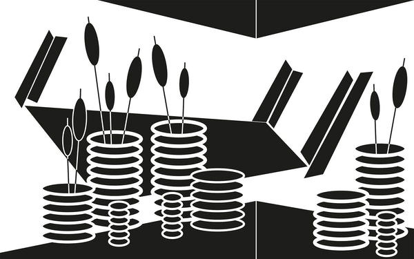 Papier peint panoramique Perspektive Vases black-white